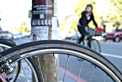 A tire's cracked sidewall